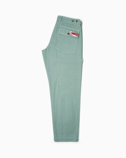 Pantaloni Fatigue Vintage Fit Spigato - Verde Salvia