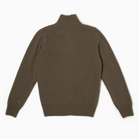 Maglione collo polo 100% lana merinos - Verde Khaki