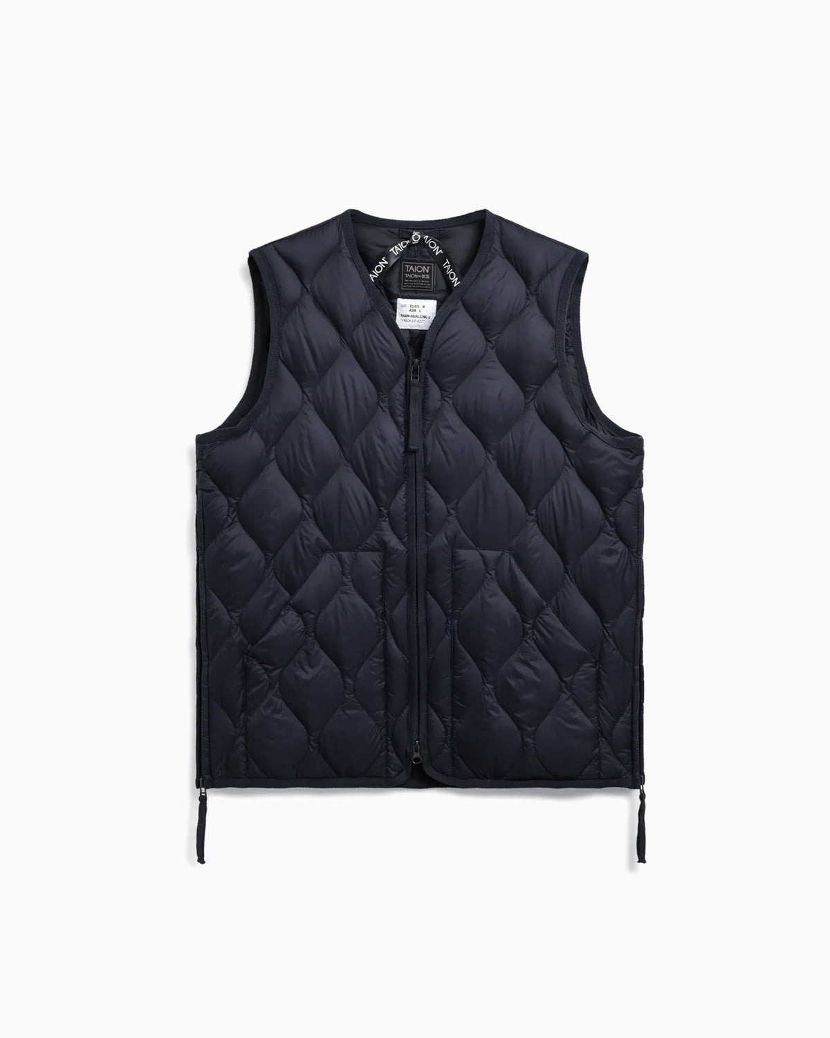 Military V Neck W-Zip Down Vest Soft Shell - Navy