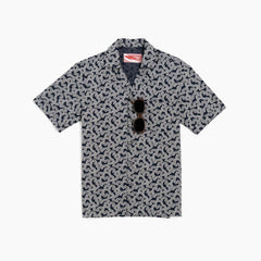Short-sleeved shirt - dark blue Greek print