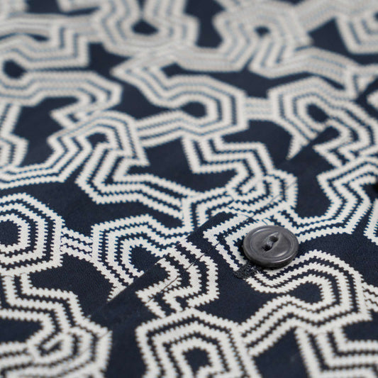 Short-sleeved shirt - dark blue Greek print