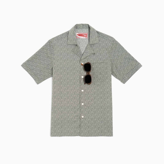 Short-sleeved shirt - Green geometric print