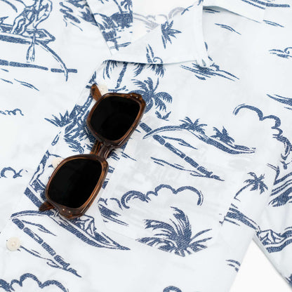 Short-sleeved shirt - White Hawaiian print