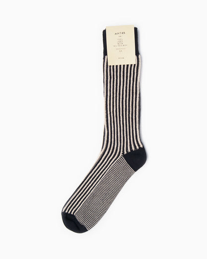 ANT45 Striped Short Socks - Black