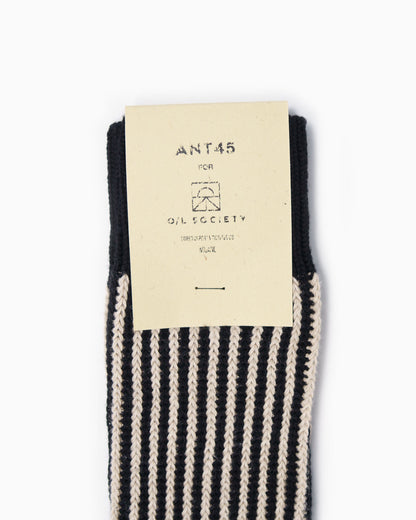 ANT45 Striped Short Socks - Black