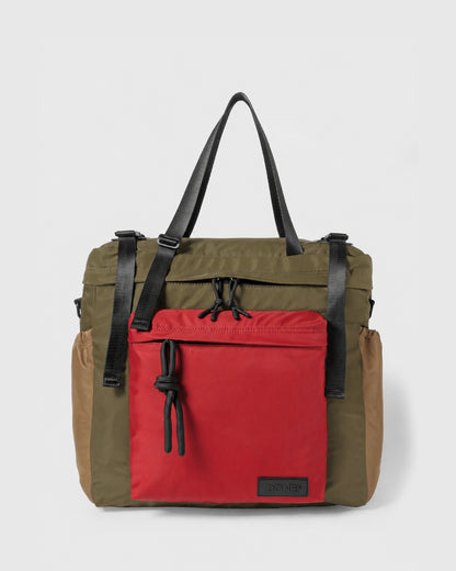 East-West Backpack 24L - Dark Green/Red/Brown