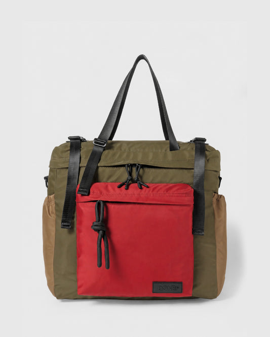 East-West Backpack 24L - Dark Green/Red/Brown