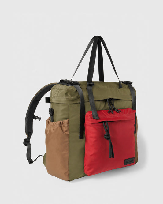 East-West Backpack 24L - Dark Green/Red/Brown