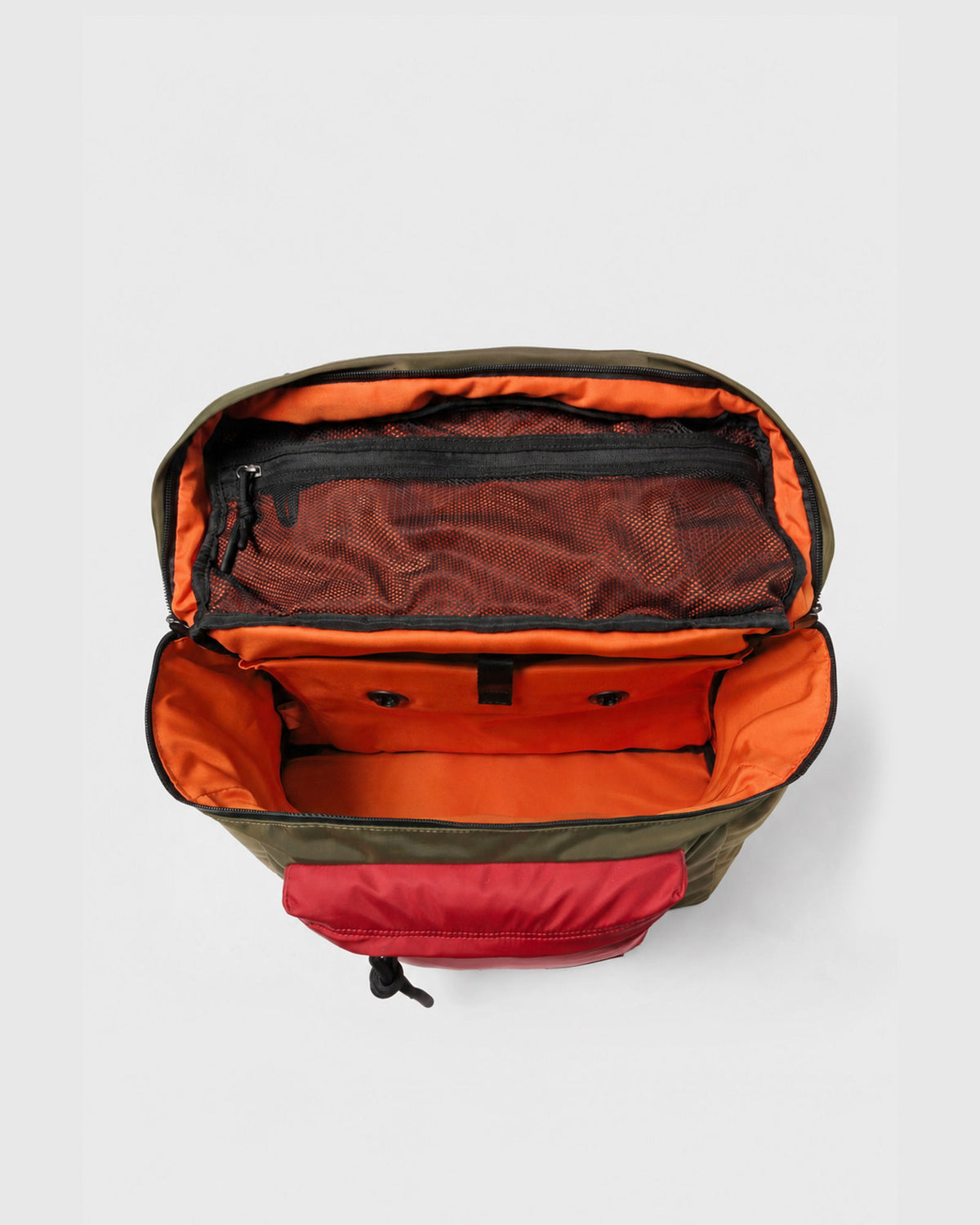 East-West Backpack 24L - Dark Green/Red/Brown