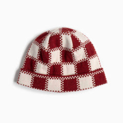 Cashmere Beanie - Checkered Red