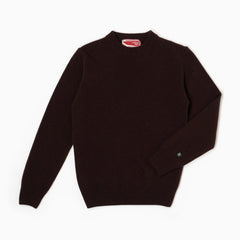 Maglione girocollo 100% lana merinos - Cioccolato