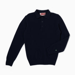 Maglione collo polo 100% lana merinos - Blu