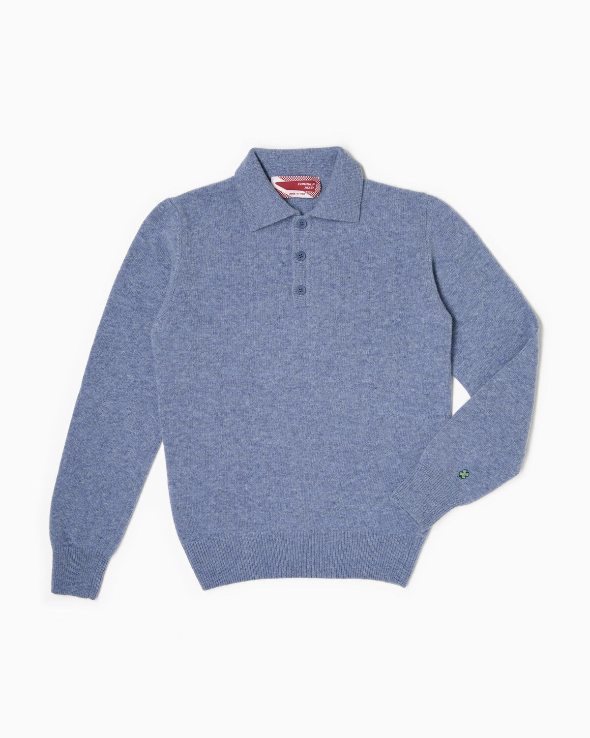 Maglione collo polo 100% lana merinos - Ceruleo