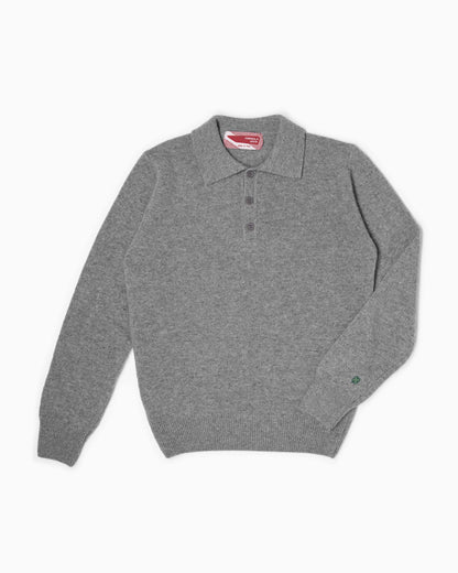 Maglione collo polo 100% lana merinos - Grigio