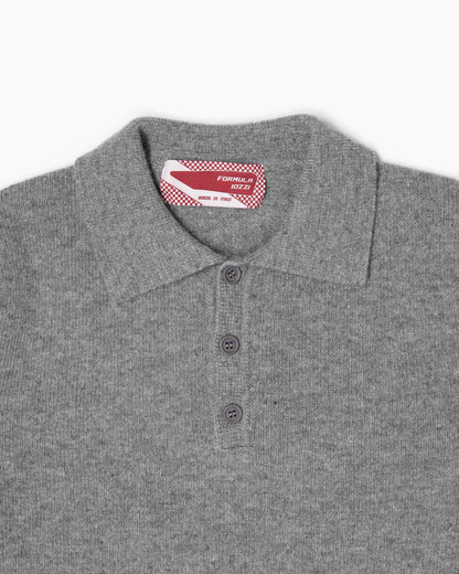 Maglione collo polo 100% lana merinos - Grigio
