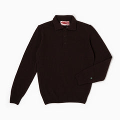 Maglione collo polo 100% lana merinos - Cioccolato