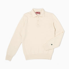 Maglione collo polo 100% lana merinos - Panna