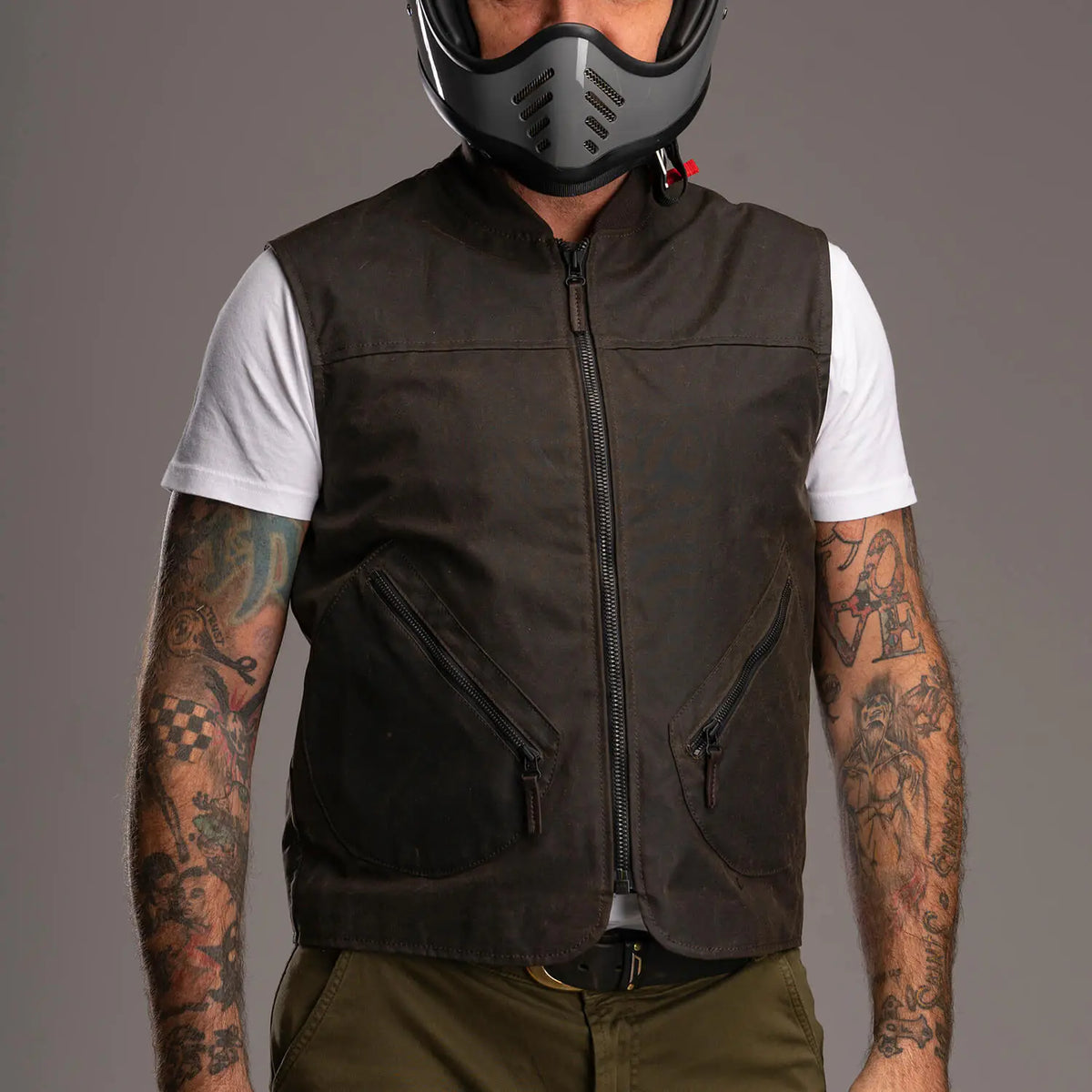 DMD - Gilet cotone cerato - Olive