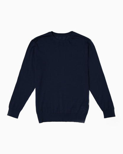Merino Wool Crew Neck - Navy Blue