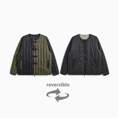 Reversible China Button Inner Down Jacket - CRZY-BK