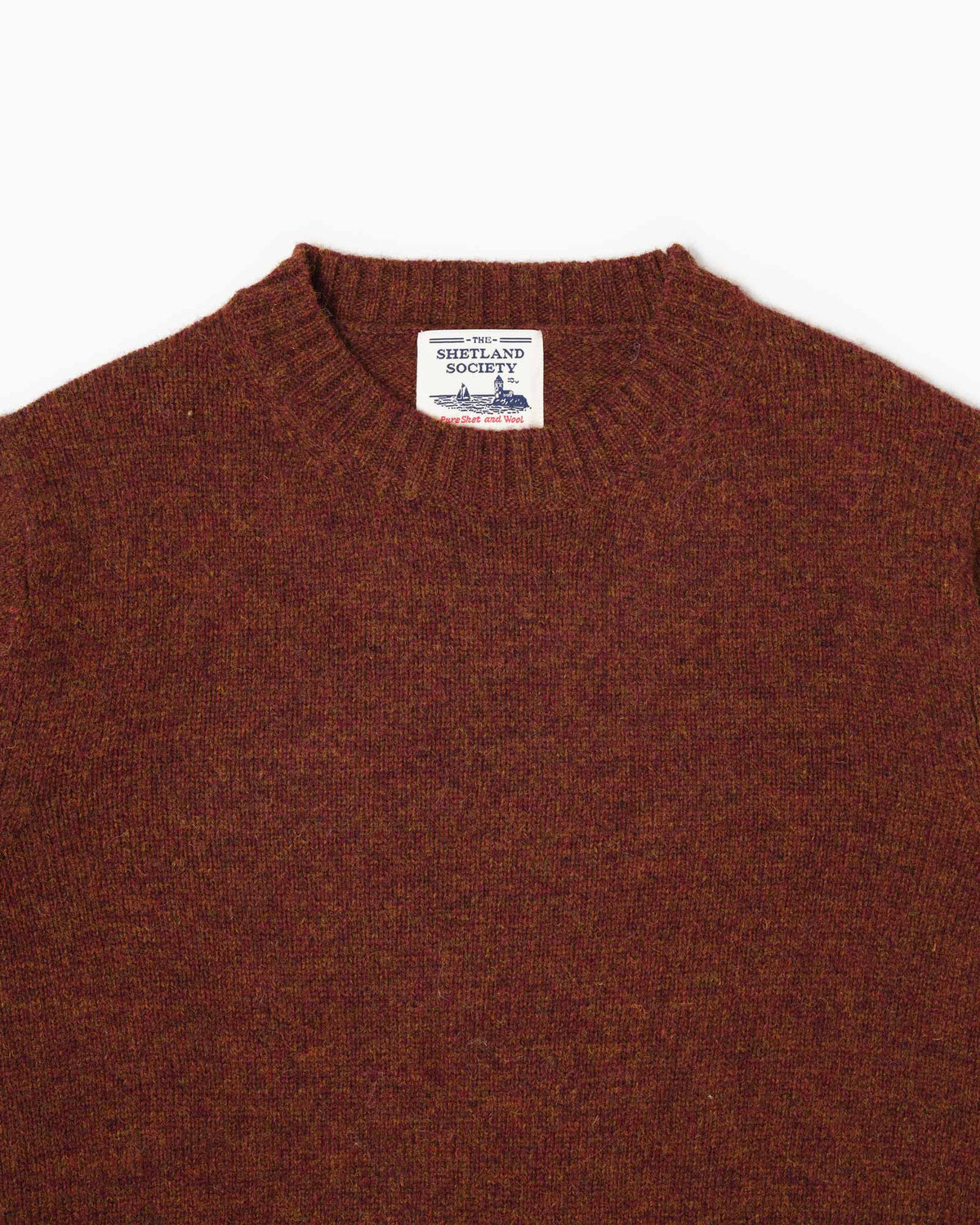 Maglione girocollo Shetland - Mattone Mèlange