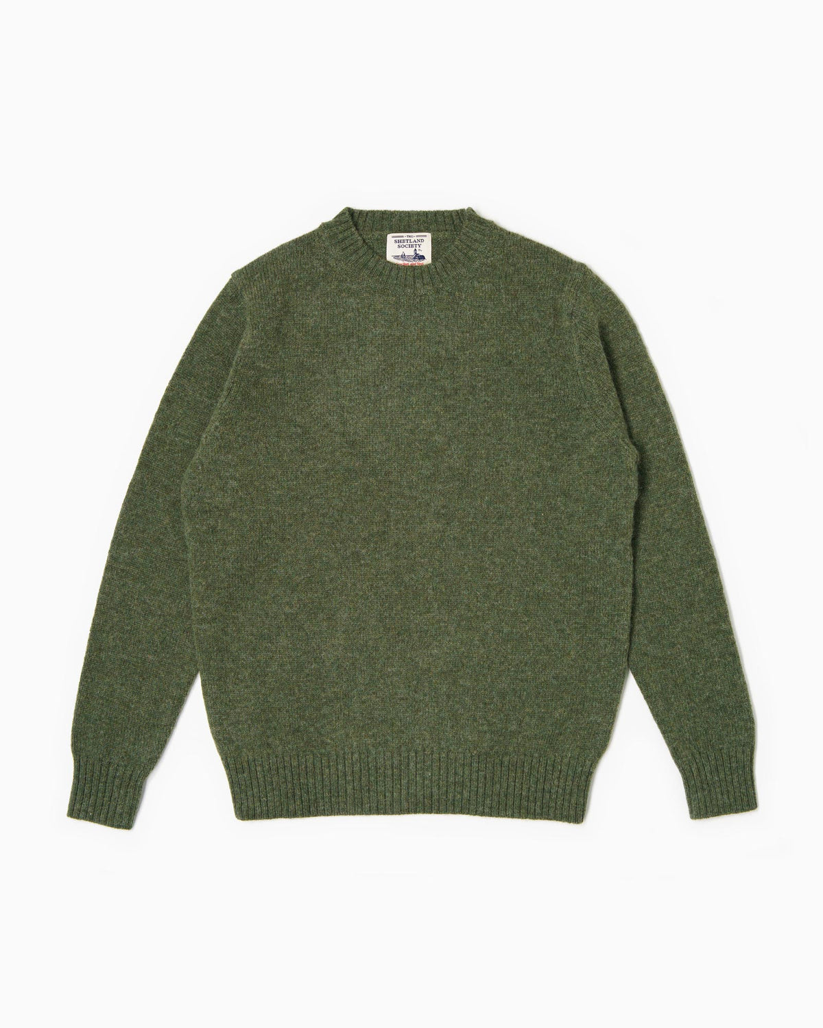 Shetland Crewneck Sweater - Mèlange Green 