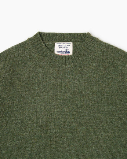 Shetland Crewneck Sweater - Mèlange Green 