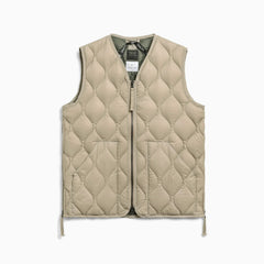 Military V Neck W-Zip Down Vest Soft Shell - Beige