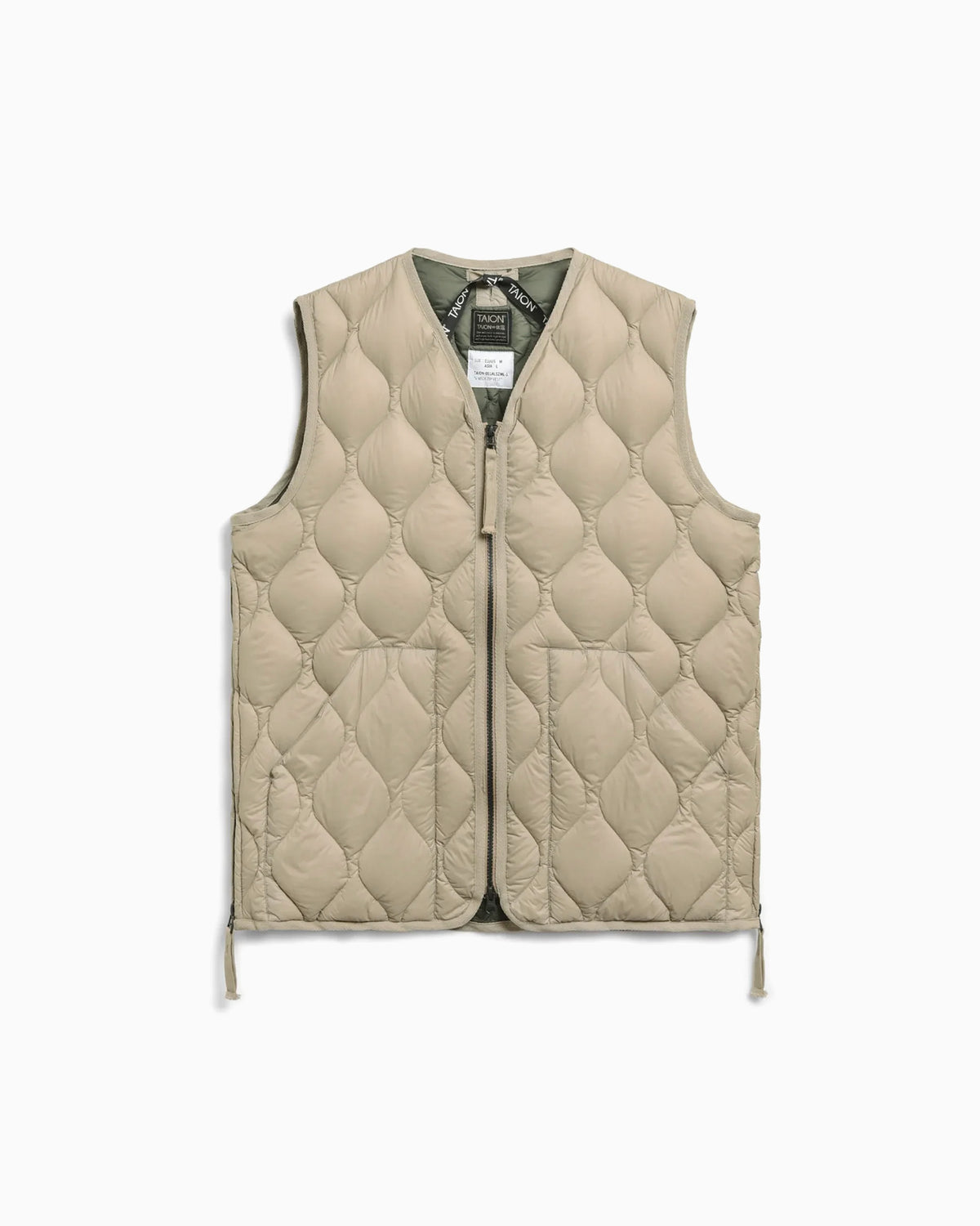 Military V Neck W-Zip Down Vest Soft Shell - Beige