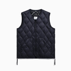 Military V Neck W-Zip Down Vest Soft Shell - Navy