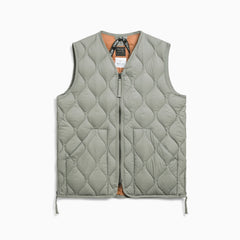 Military V Neck W-Zip Down Vest Soft Shell - Sage Green