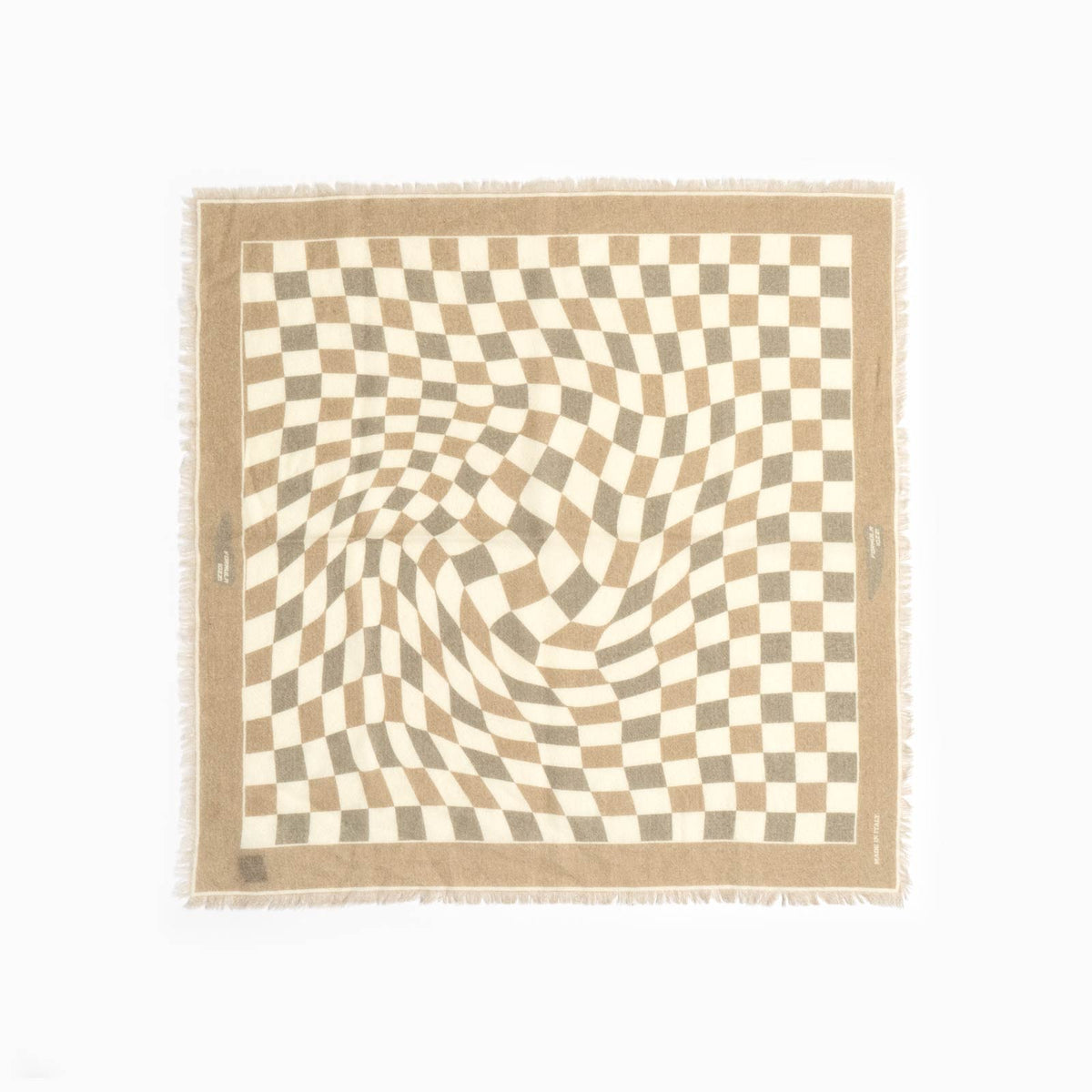 Bandana in lana merinos - Beige a scacchi